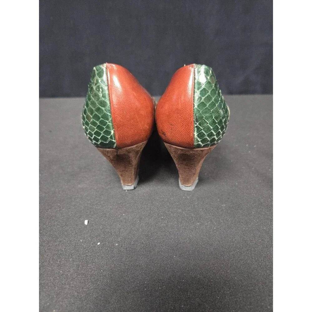 Andrea Pfister Neiman Marcus Italy Vintage Multicolor Leather Heels Shoes Size 8